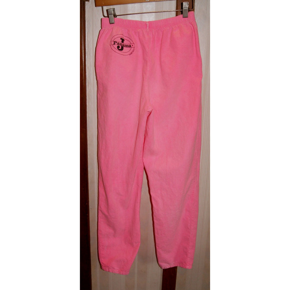 Vintage 90s Panama Jack Bright Neon Pink Small Beach Cotton Pants USA Made - Picture 1 of 12